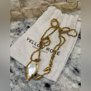 Tessa Vintage Gold Etch Frame Large Pendant Necklace - Kendra Scott Yellow Rose